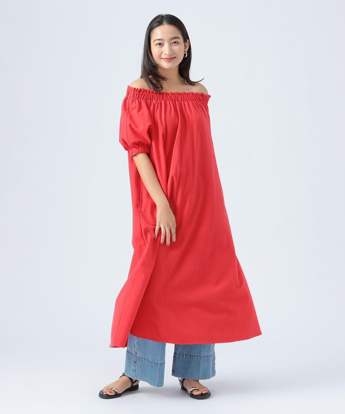 オフショルダー ハーフスリーブ ワンピース ワンピース WOMEN RED ONE SIZE オフショルダー ハーフスリーブ ワンピース ワンピース WOMEN RED ONE SIZE