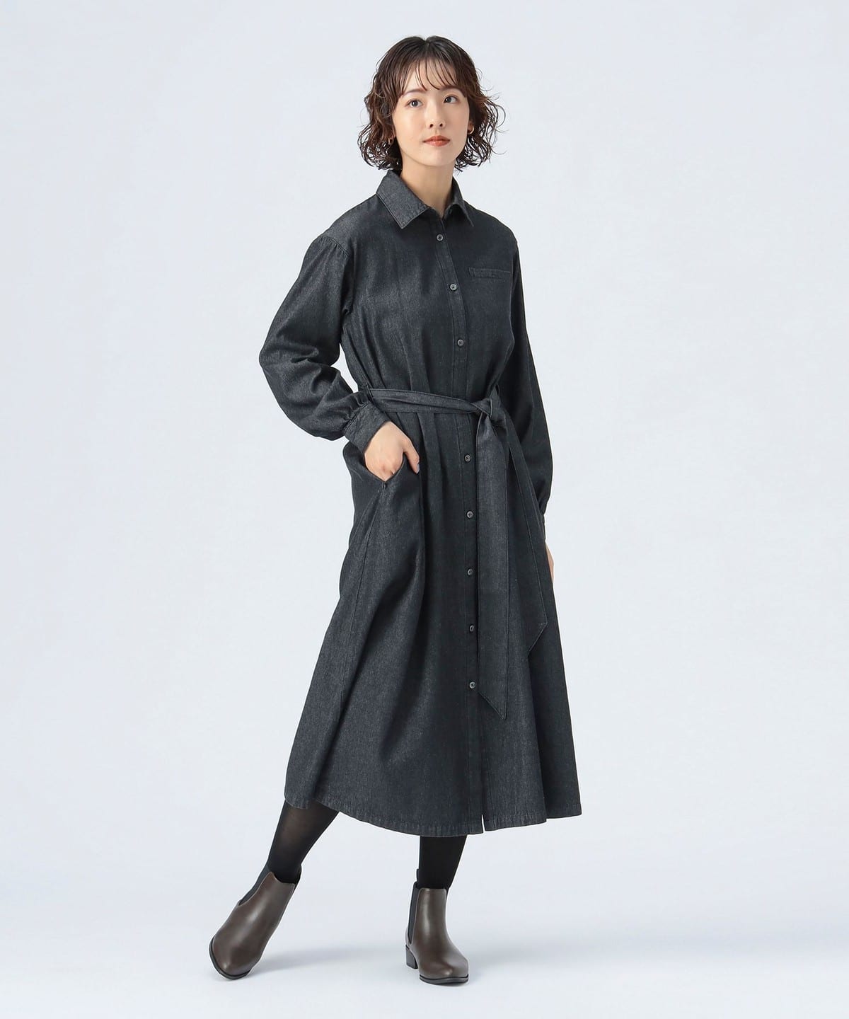 BEAMS HEART（ビームス ハート）ベルト付き デニム ワンピース