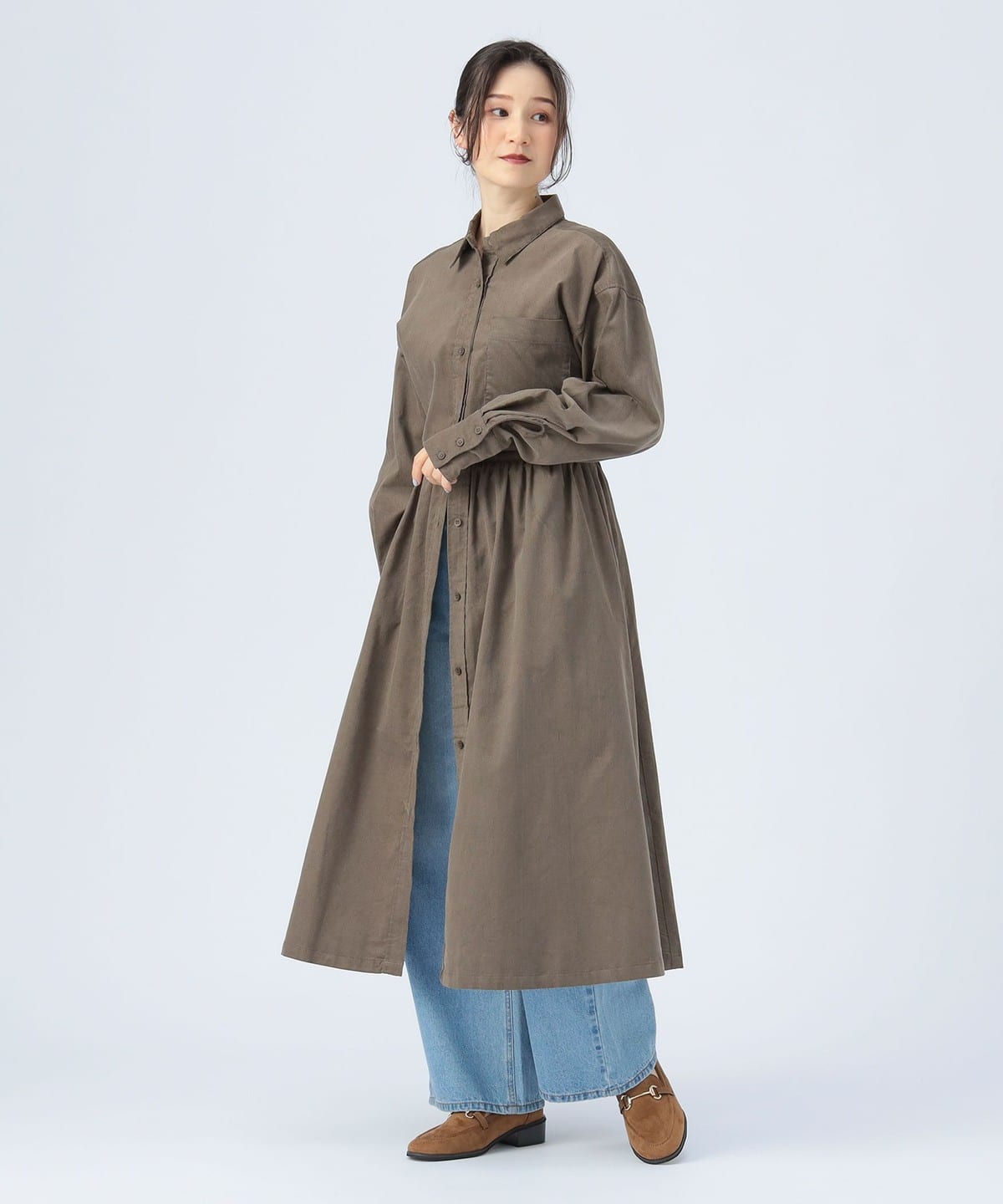 フィット & フレア 細 コーデュロイ ワンピース ワンピース WOMEN BROWN ONE SIZE フィット & フレア 細 コーデュロイ ワンピース ワンピース WOMEN BROWN ONE SIZE