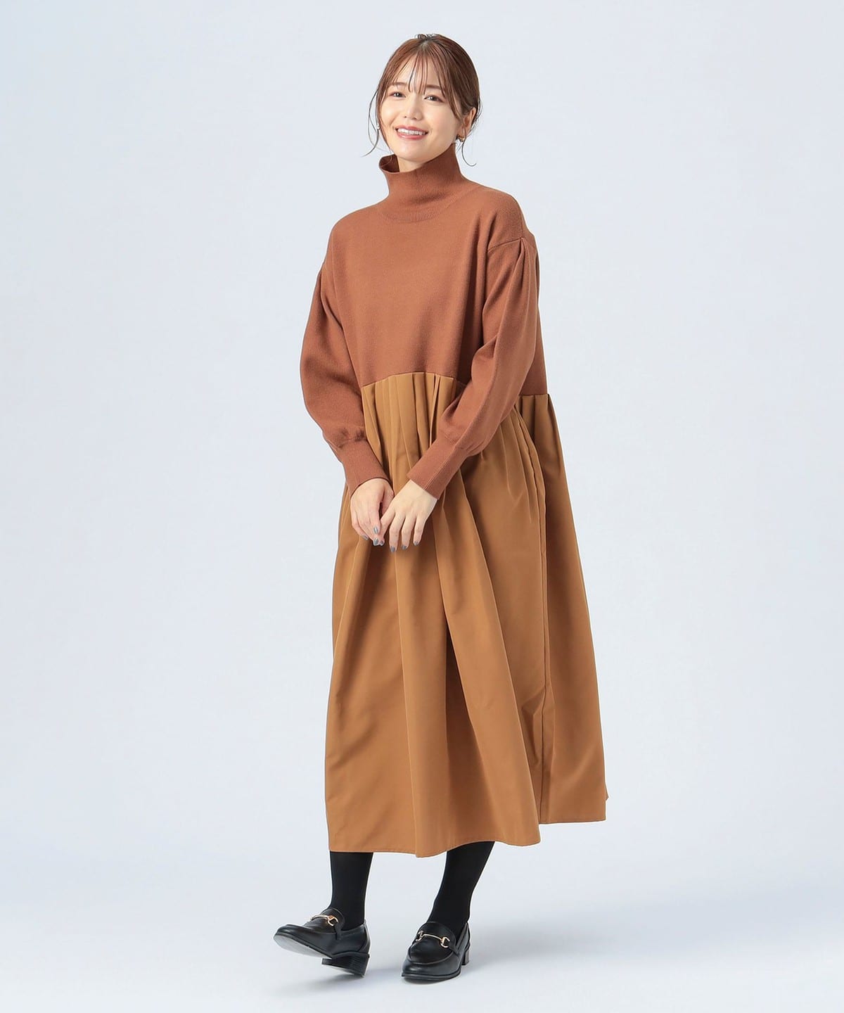 BEAMS HEART（ビームス ハート）タートルネック ニット × 異素材