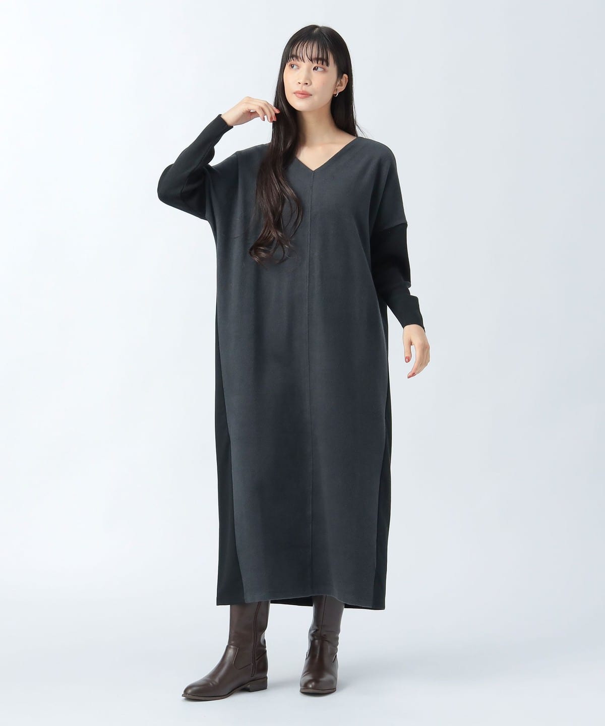 異素材 カットソー ワンピース ワンピース WOMEN BLACK ONE SIZE