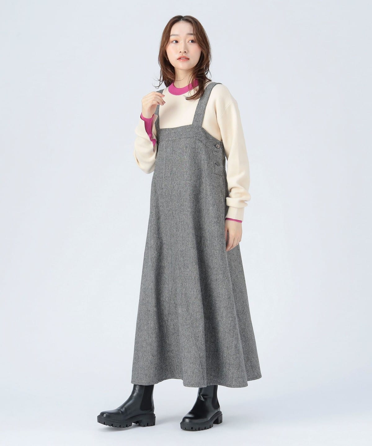 BEAMS HEART（ビームス ハート）フレア ツイード ジャンパースカート