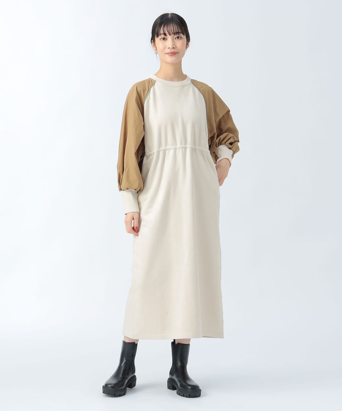 BEAMS HEART（ビームス ハート）後ジップ 異素材 ワンピース