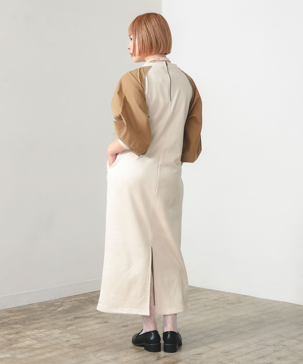 BEAMS HEART（ビームス ハート）後ジップ 異素材 ワンピース