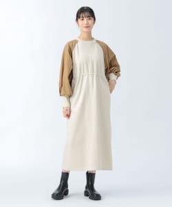 後ジップ 異素材 ワンピース