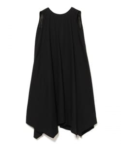 コットン ノースリーブ切替 フレアワンピース