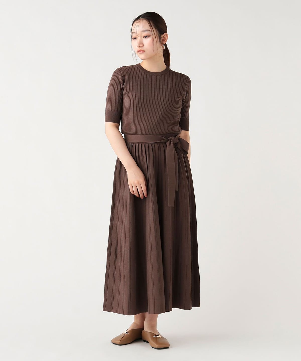美品 BEAMS HEART セットアップ 生地英国製マーティンソンズ 茶 44 BEAMS HEART（ビームス ハート）半袖ニット セットアップ（セット