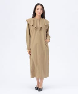 フリルネック シャツ ワンピース