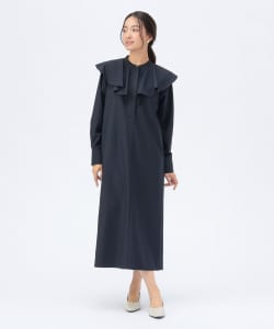 フリルネック シャツ ワンピース