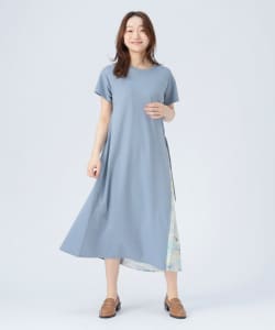 サイドプリーツ コンビ ワンピース