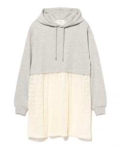 裾レース スウェット プルオーバー ワンピース