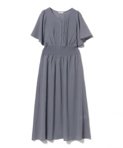 袖フレア 合繊 ワンピース