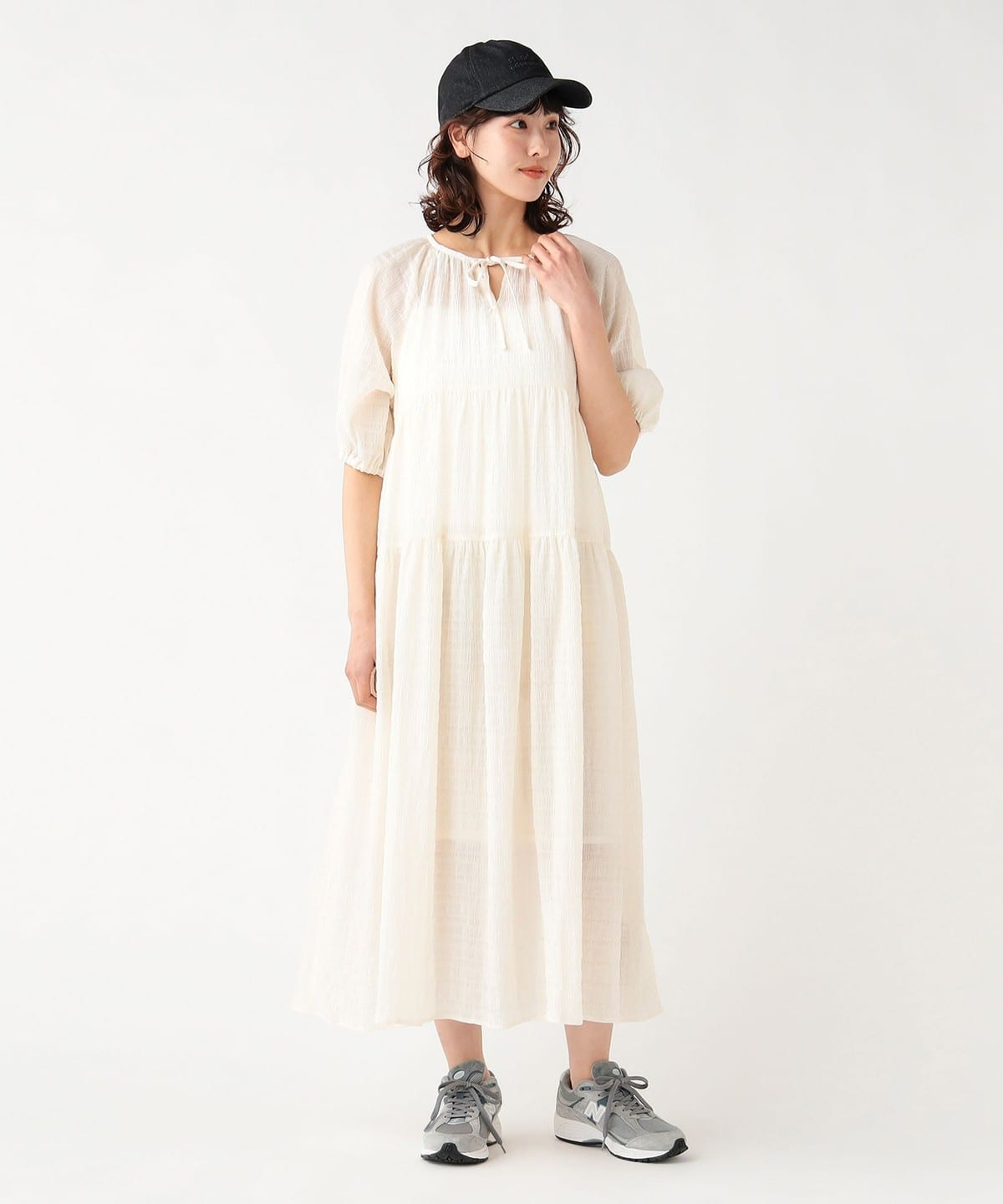 maDemi-Luxe BEAMS✨定価3万　タック ティアードワンピース BEAMS HEART（ビームス ハート）ワッシャー ティアードワンピース