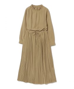 BEAMS HEART / ハイネック プリーツ切替ワンピース