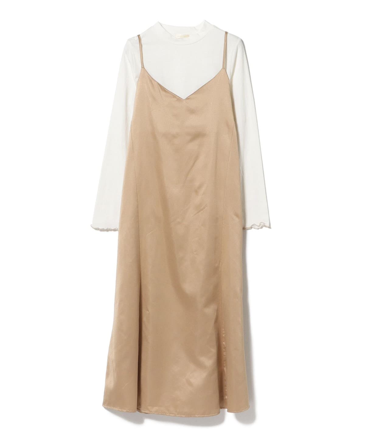モックネック カットソー×キャミワンピース ワンピース WOMEN BEIGE FREE モックネック カットソー×キャミワンピース ワンピース WOMEN BEIGE FREE