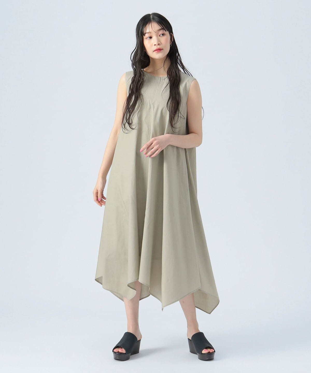 ノースリーブ 切替 フレアワンピース(洗濯可) ワンピース WOMEN BEIGE ONE SIZE ノースリーブ 切替 フレアワンピース(洗濯可) ワンピース WOMEN BEIGE ONE SIZE