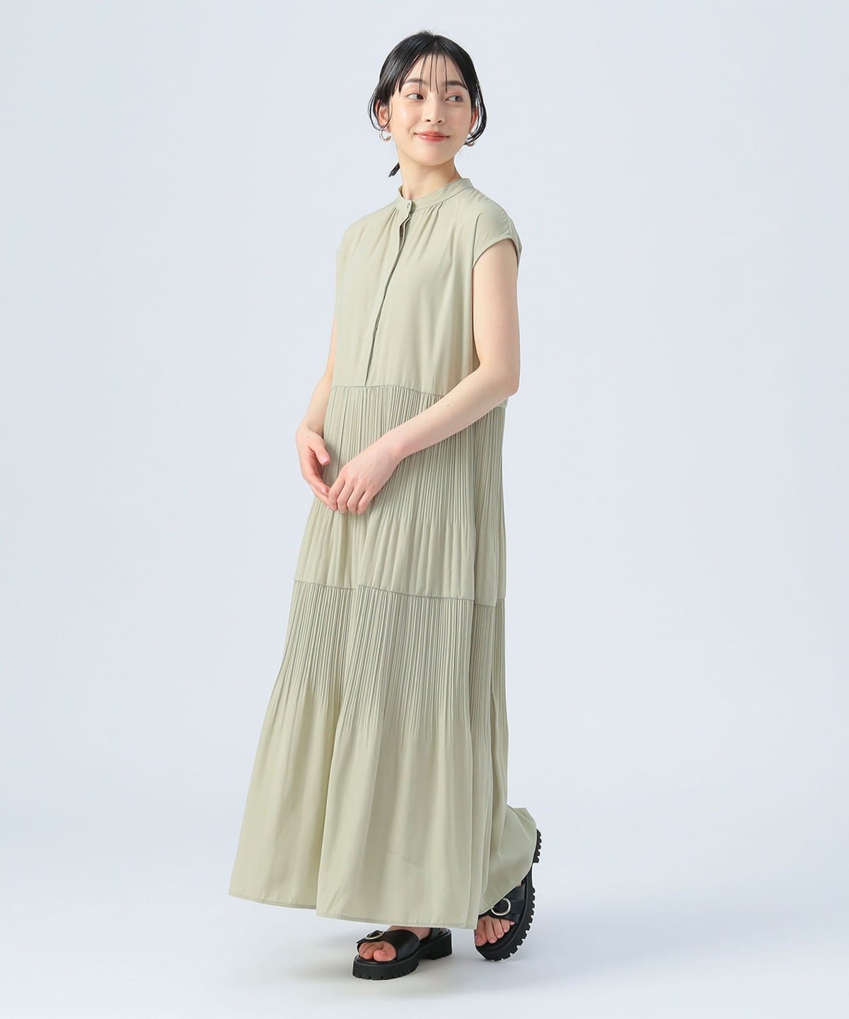スキッパー ティアードワンピース(洗濯可) ワンピース WOMEN LIGHT GREEN ONE SIZE スキッパー ティアードワンピース(洗濯可) ワンピース WOMEN LIGHT GREEN ONE SIZE