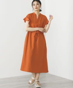 Ruffle sleeve drawstring dress