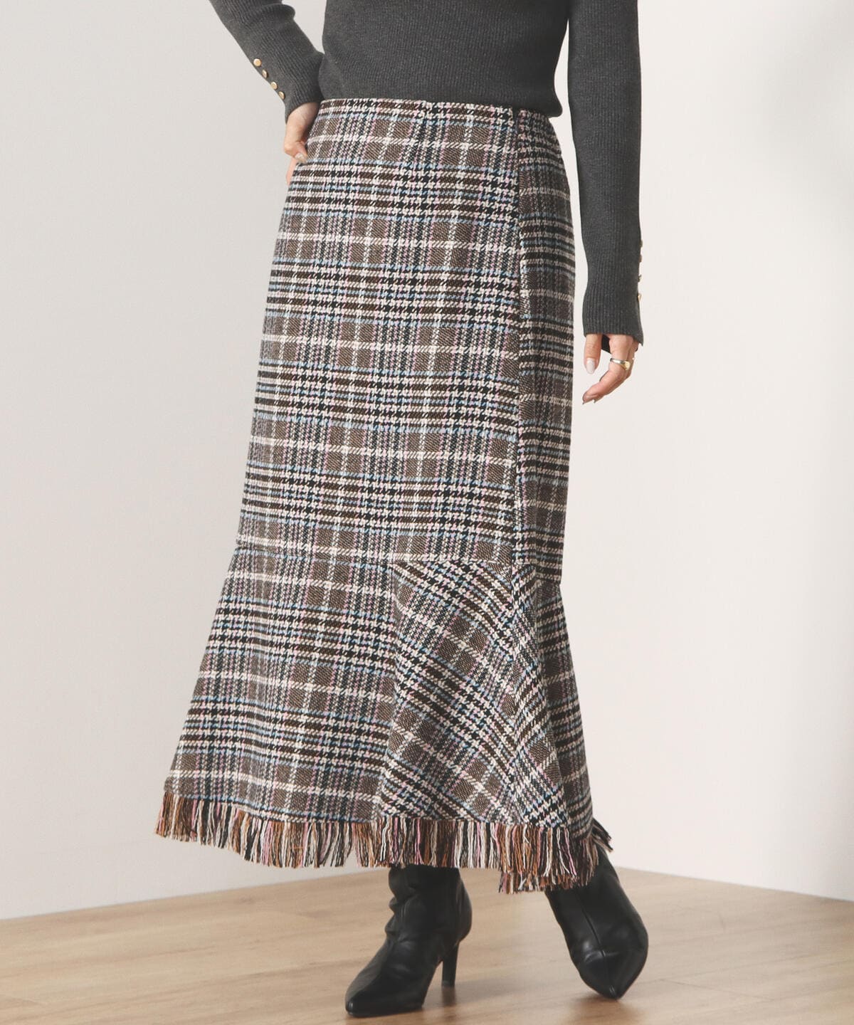 BEAMS HEART（ビームス ハート）チェック柄 ツイード スカート