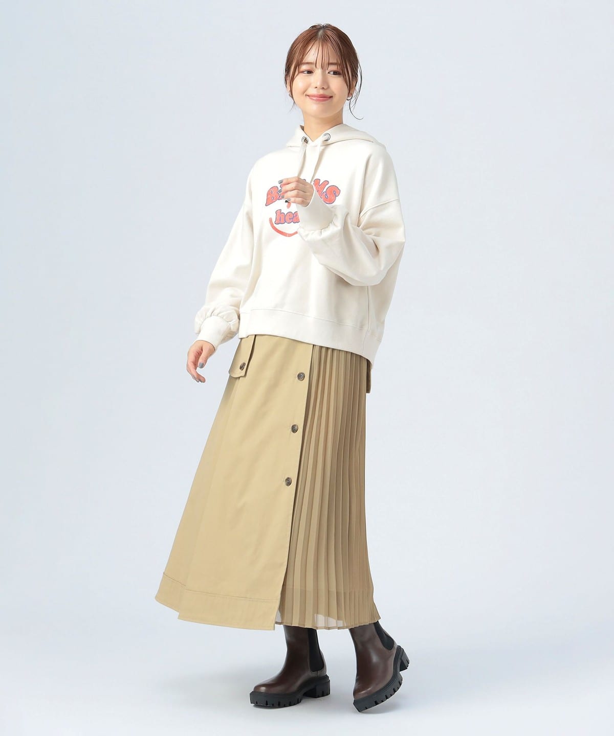 BEAMS HEART（ビームス ハート）プリーツミックス トレンチスカート（S
