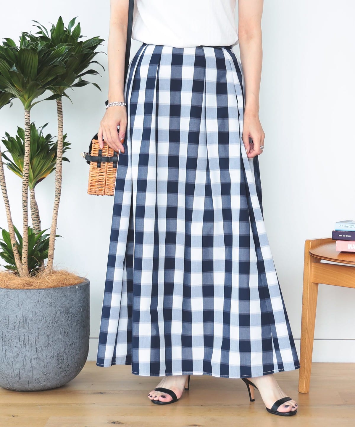 [Outlet] BEAMS HEART / Check pattern tuck flare skirt