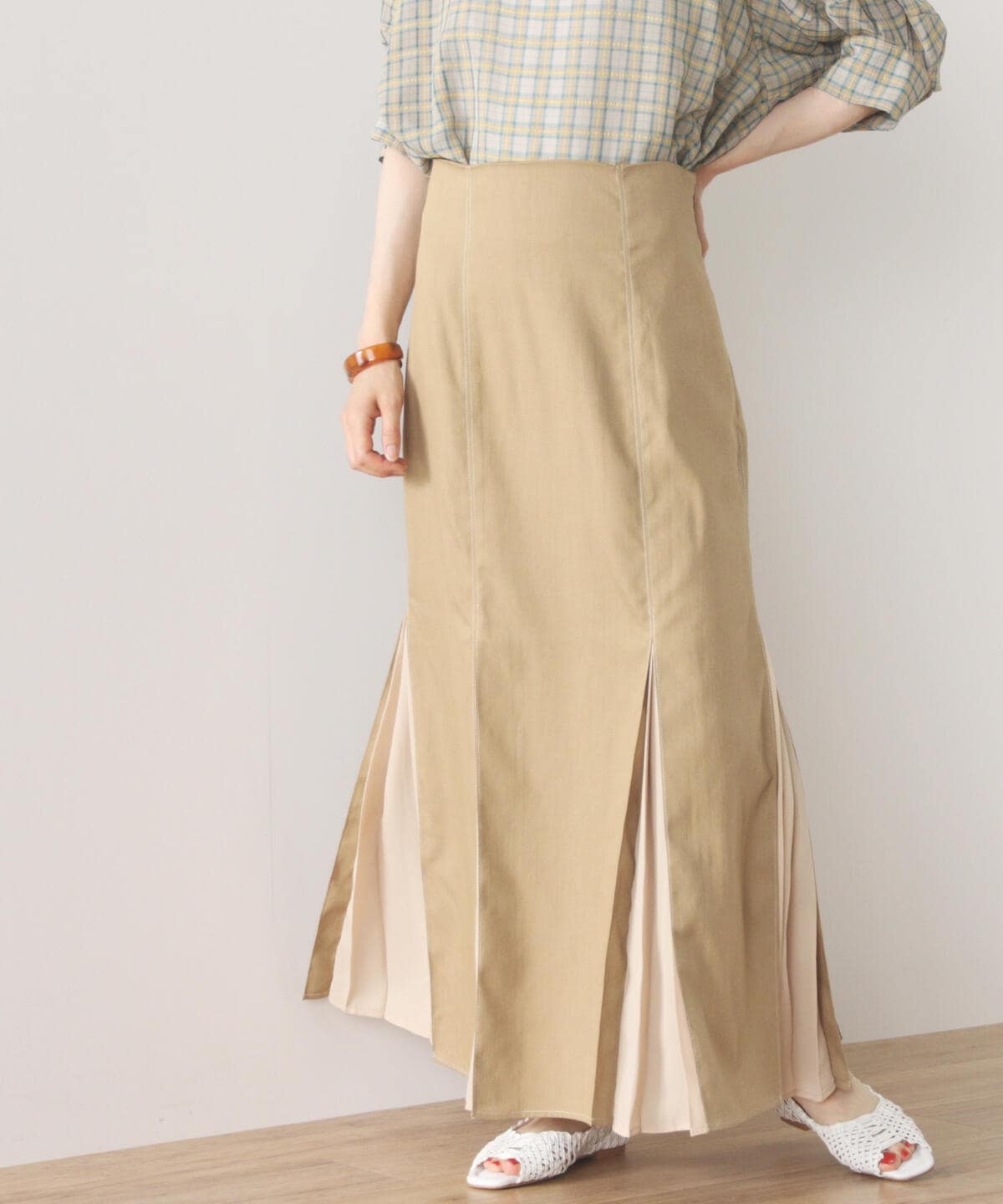 切替 プリーツスカート スカート WOMEN BEIGE FREE 切替 プリーツスカート スカート WOMEN BEIGE FREE