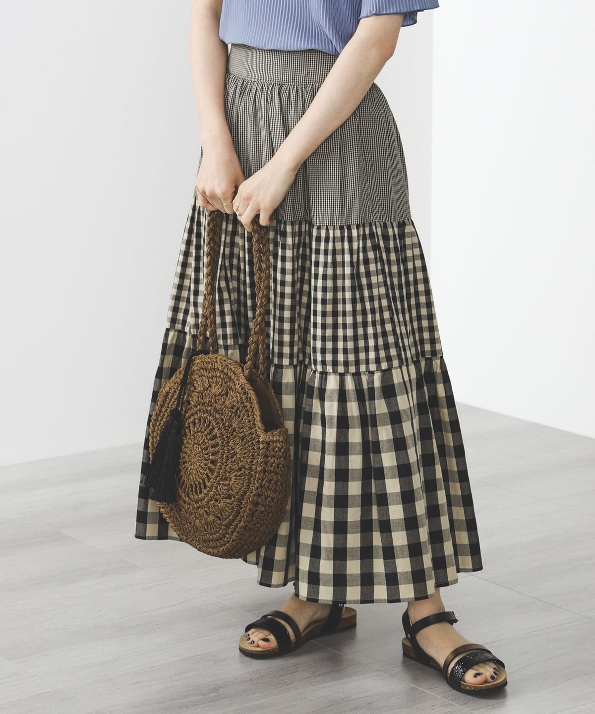 BEAMS HEART（ビームス ハート）ギンガムチェック ティアードスカート