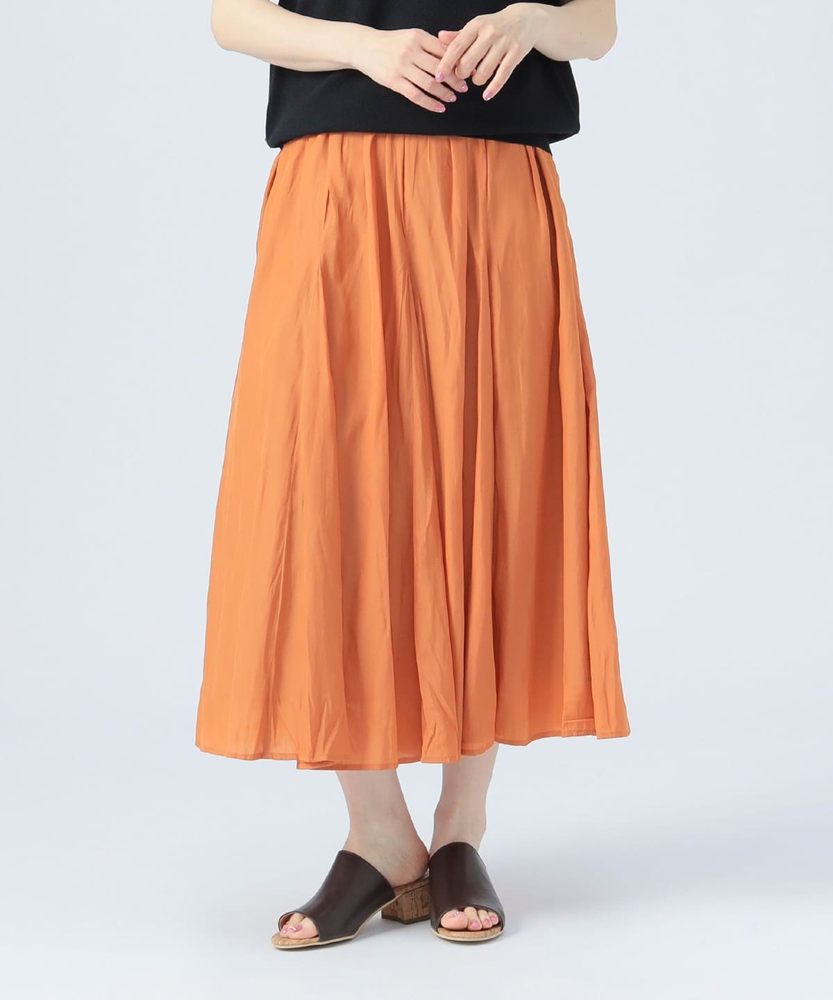 ミディ丈 ギャザーフレアスカート(S M) スカート WOMEN ORANGE M ミディ丈 ギャザーフレアスカート(S M) スカート WOMEN ORANGE M