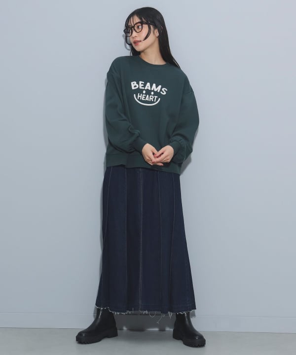 BEAMS HEART BEAMS HEART Pleated Denim Skirt (S-M) (Skirt