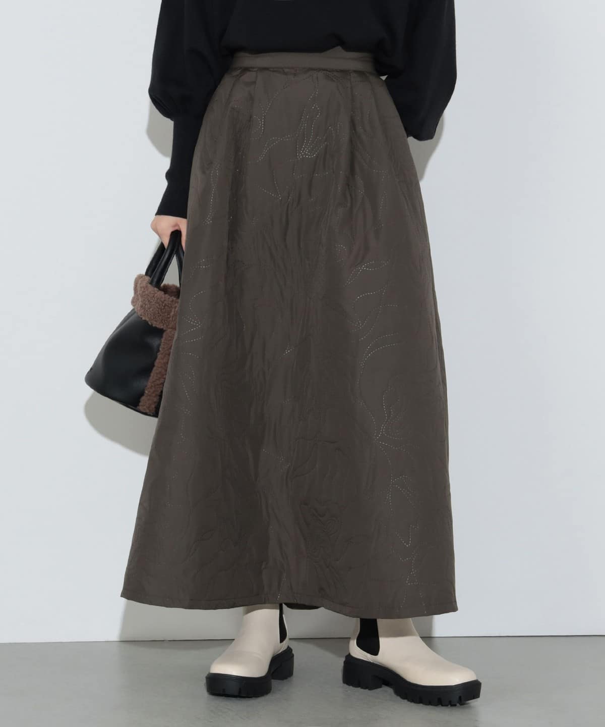 圧着ジャカード タック フレアスカート スカート WOMEN OLIVE ONE SIZE 圧着ジャカード タック フレアスカート スカート WOMEN OLIVE ONE SIZE