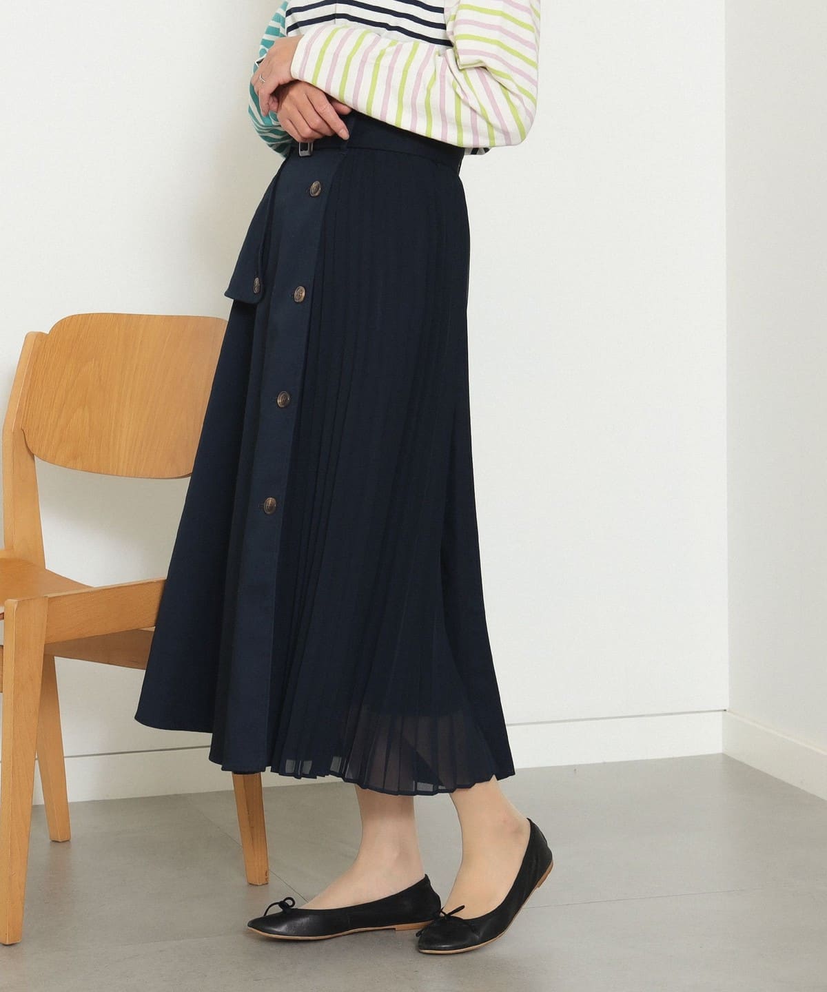 プリーツミックス トレンチスカート スカート WOMEN NAVY S プリーツミックス トレンチスカート スカート WOMEN NAVY S