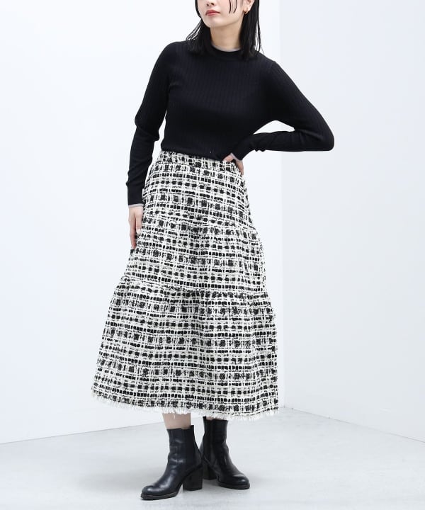 BEAMS HEART (BEAMS HEART) BEAMS HEART / Tweed tiered skirt (skirt 