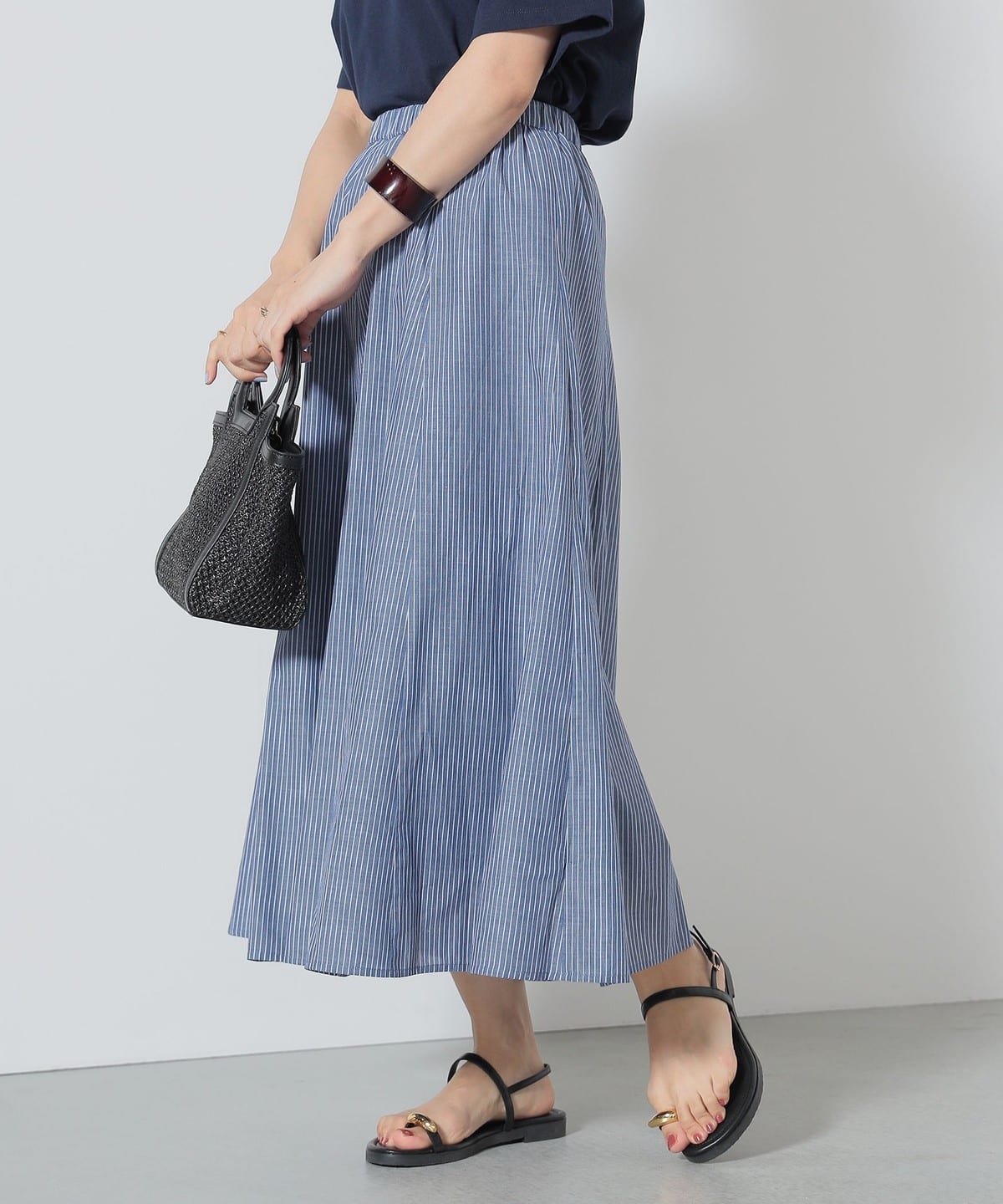 マチ フレアスカート スカート WOMEN BLUE STRIPE ONE SIZE マチ フレアスカート スカート WOMEN BLUE STRIPE ONE SIZE