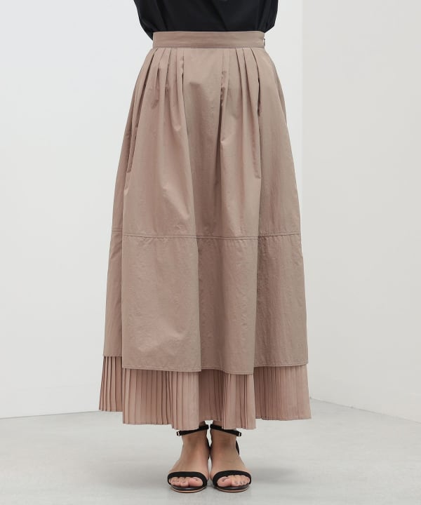 BEAMS lesbriquabraque スカート　異素材　変形　itimi K53058 異素材チェック切替スカート / Mixed-Fabric Check Panel