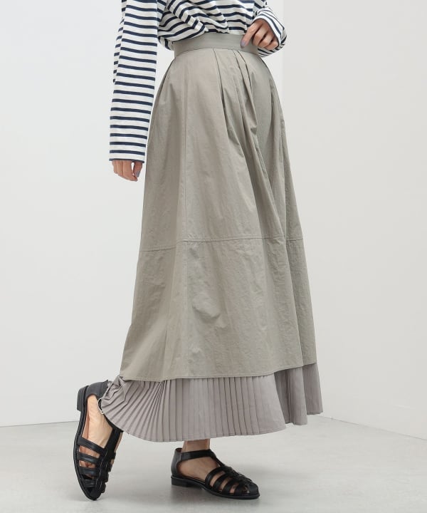 BEAMS lesbriquabraque スカート　異素材　変形　itimi BEAMS HEART（ビームス ハート）変形プリーツ ロングスカート