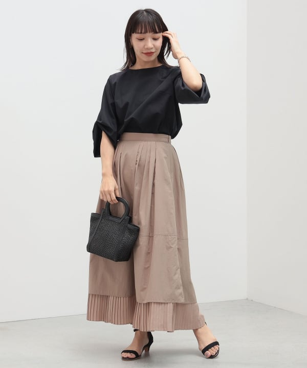 美品❤︎リズレー　異素材プリーツスカート ベルト付き　トレンチ　フリーサイズ ドットプリーツベルト付きミディスカート – jemiremi（ジェミレミ）