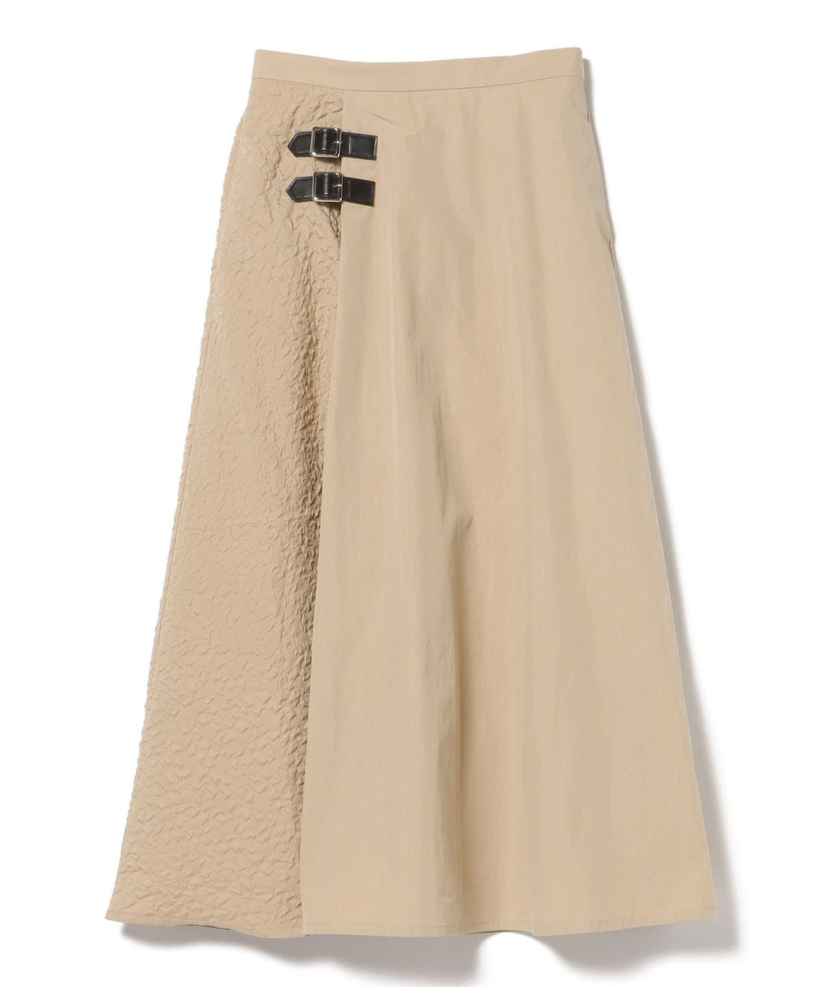 異素材コンビ ラップ風 フレアスカート スカート WOMEN BEIGE ONE SIZE 異素材コンビ ラップ風 フレアスカート スカート WOMEN BEIGE ONE SIZE