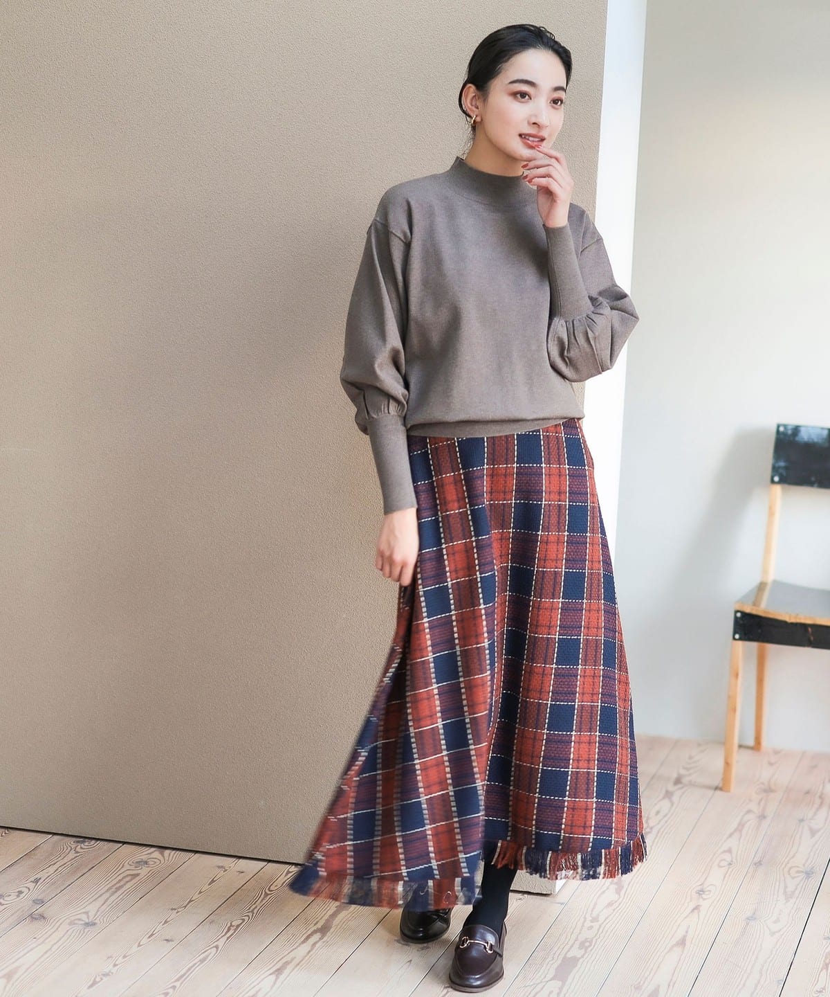 【BEAMS/ガールズ】チェック柄ジャケットとスカートセット130cm 43270160928_C_3.jpg