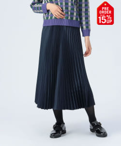 【+15%ポイントUP】変形プリーツ ロングスカート（洗濯機可能）