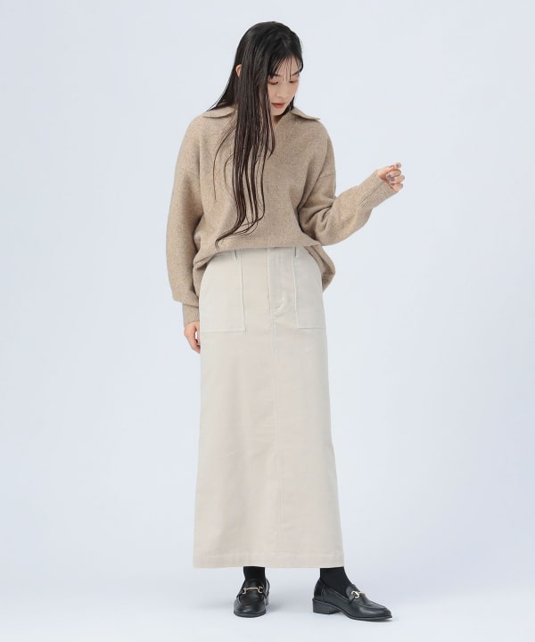 個性的✴︎ピーディーエム pdm ⭐︎ スカート　カーキ BEAMS HEART（ビームス ハート）細コール ベイカー スカート