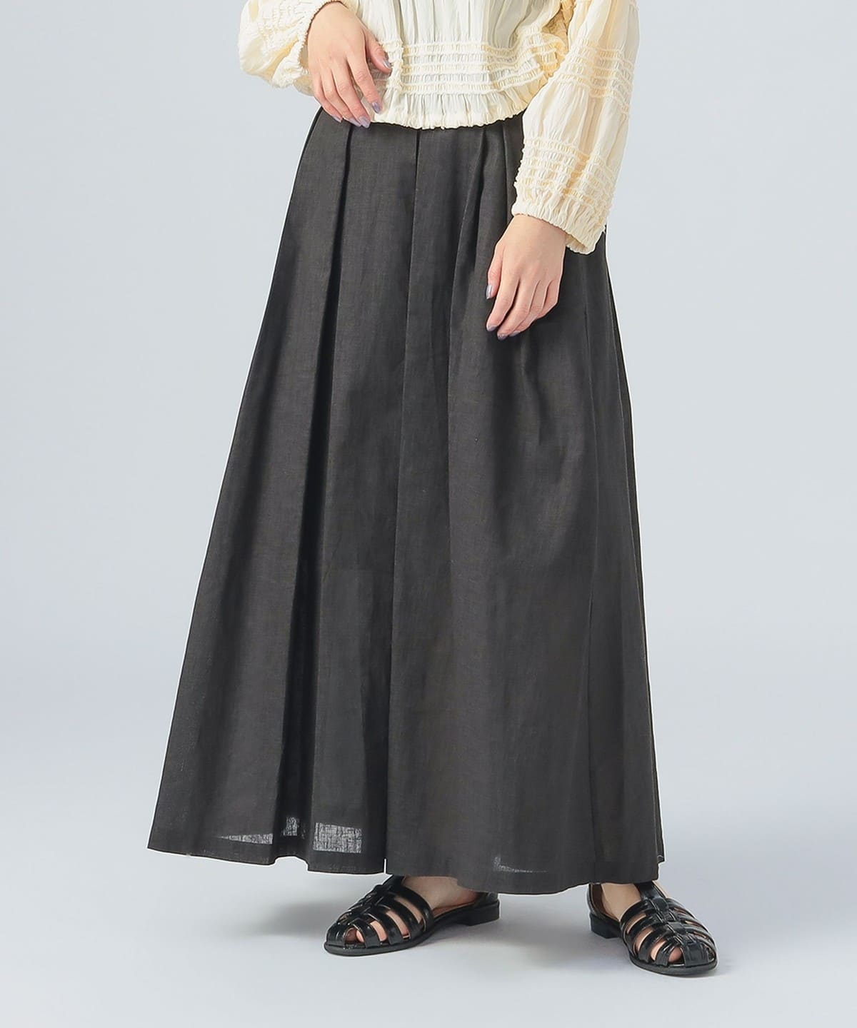 【6/5新規値下げ】麻混 フレアスカート(S M) スカート WOMEN BLACK M 【6/5新規値下げ】麻混 フレアスカート(S M) スカート WOMEN BLACK M