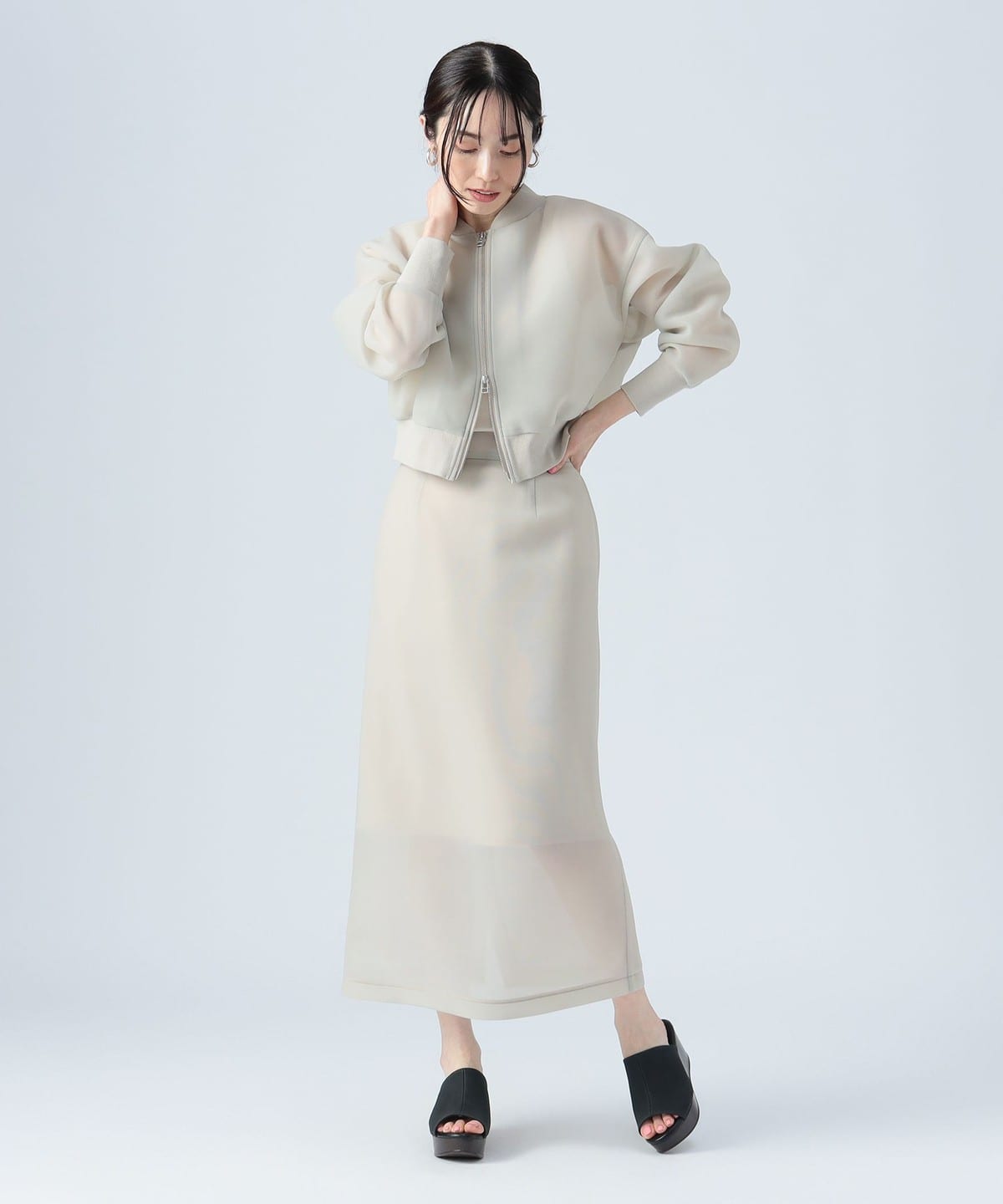 破格お値下げ不可★美品BEAMS HEART standerd clothing BEAMS HEART (BEAMS HEART) Sheer Cardboard Narrow Skirt (Skirt