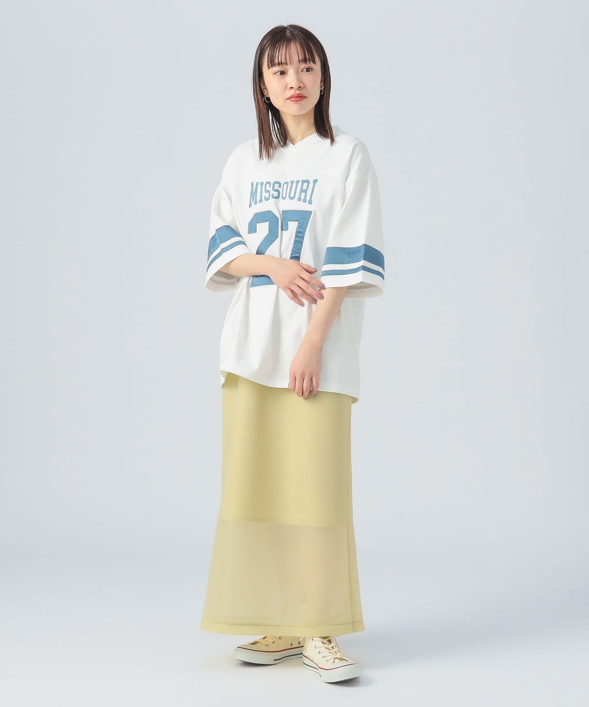 BEAMS HEART (BEAMS HEART) Sheer Cardboard Narrow Skirt BEAMS HEART (BEAMS HEART) Sheer Cardboard Narrow Skirt