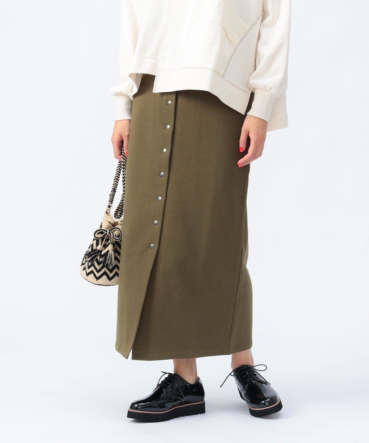 フロントボタン 裏毛 タイトスカート スカート WOMEN OLIVE ONE SIZE フロントボタン 裏毛 タイトスカート スカート WOMEN OLIVE ONE SIZE