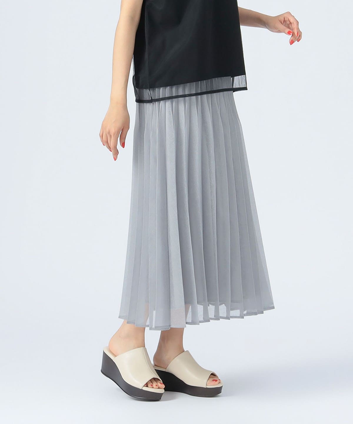 【6/5新規値下げ】リネン調 シアー プリーツ スカート スカート WOMEN GREY ONE SIZE 【6/5新規値下げ】リネン調 シアー プリーツ スカート スカート WOMEN GREY ONE SIZE
