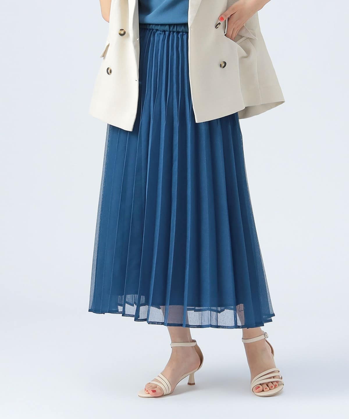 【6/5新規値下げ】リネン調 シアー プリーツ スカート スカート WOMEN BLUE ONE SIZE 【6/5新規値下げ】リネン調 シアー プリーツ スカート スカート WOMEN BLUE ONE SIZE
