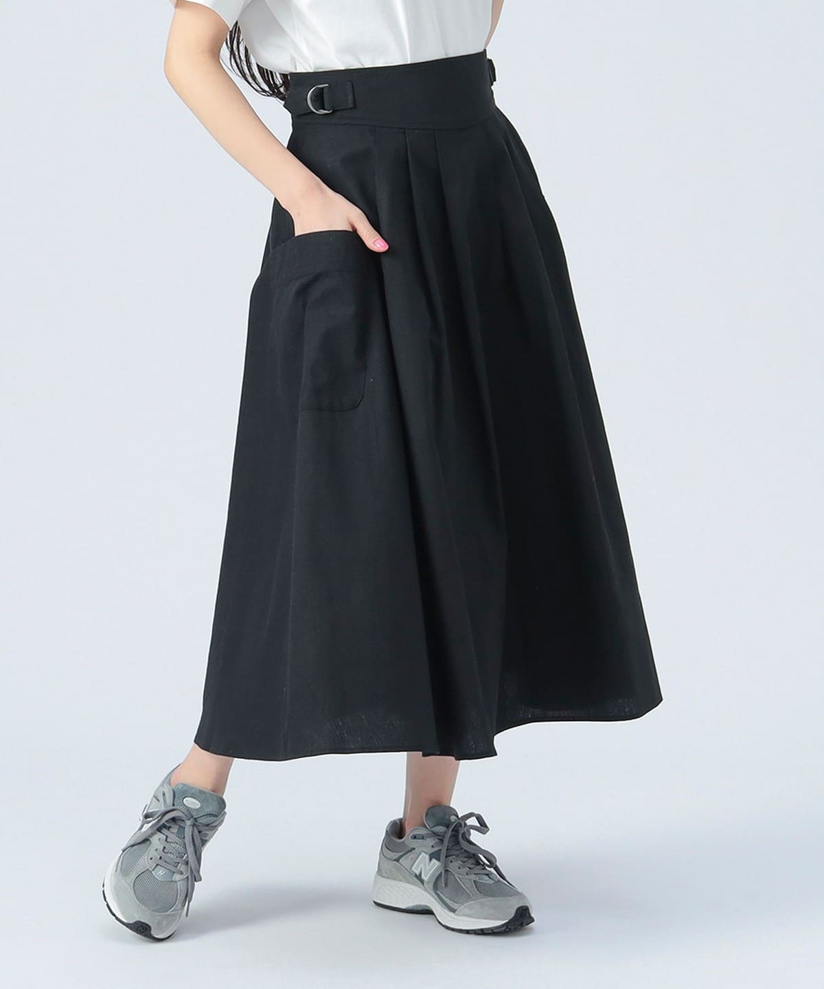 BEAMS HEART BEAMS HEART Belt Flare Skirt (Midi/Mi-length