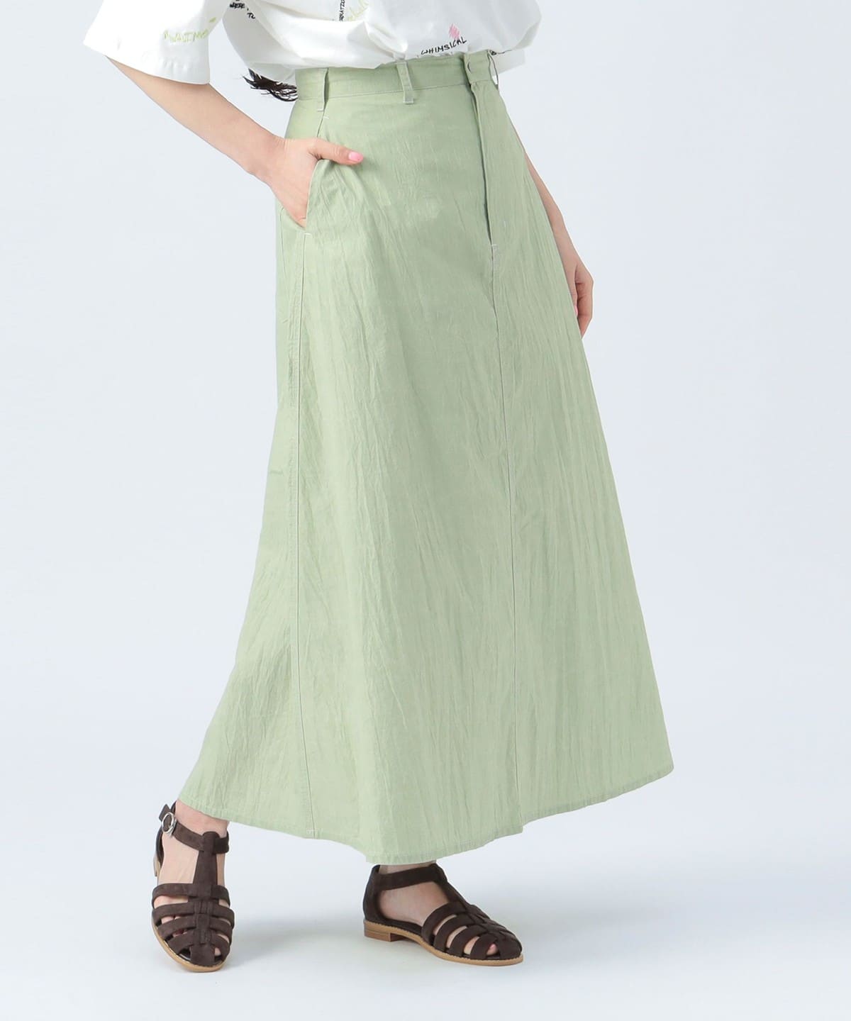 ムラ染め ワーク ロングスカート スカート WOMEN MINT ONE SIZE ムラ染め ワーク ロングスカート スカート WOMEN MINT ONE SIZE