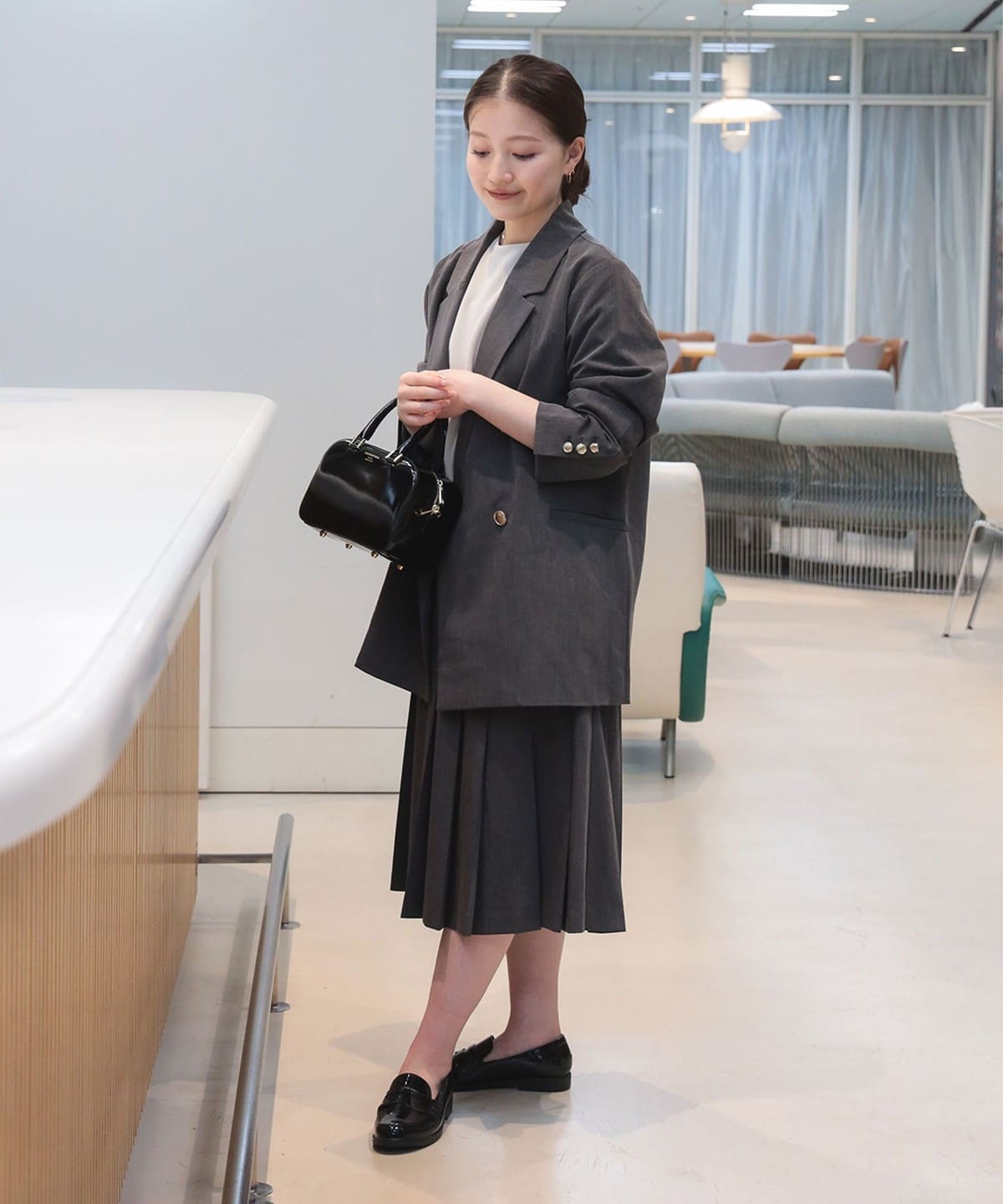 プリーツ ミディ スカート スカート WOMEN GREY ONE SIZE