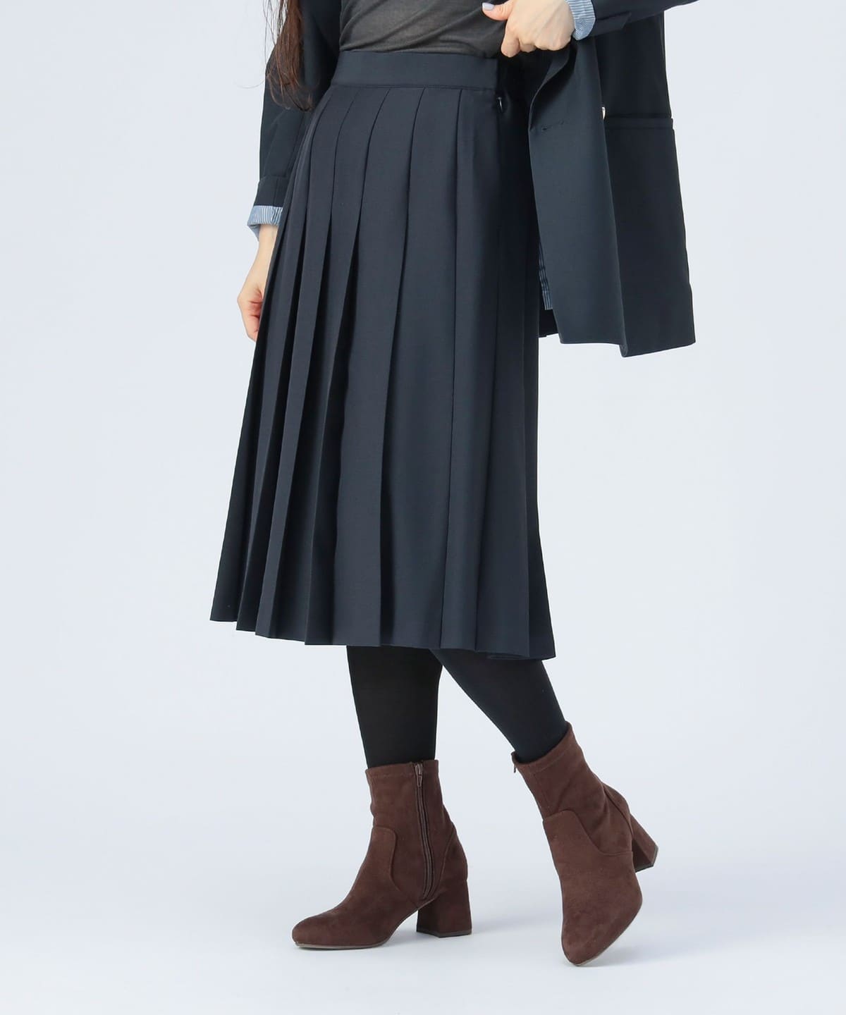 プリーツ ミディ スカート スカート WOMEN NAVY ONE SIZE